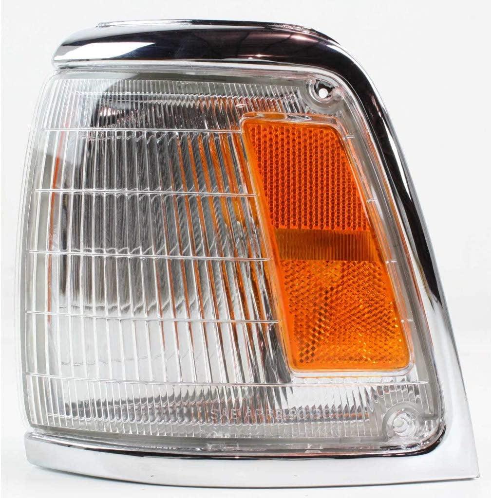 Compatible with Toyota Pickup Corner Light 1992 93 94 1995 Driver Side | Clear & Amber Lens | W/Chrome Trim | 2WD | TO2520127 | 8162035100