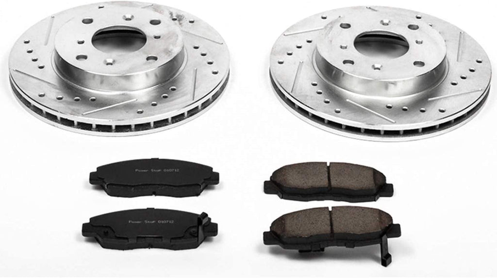 K1239 Front Z23 Carbon Fiber Brake Pads with Drilled & Slotted Brake Rotors Kit