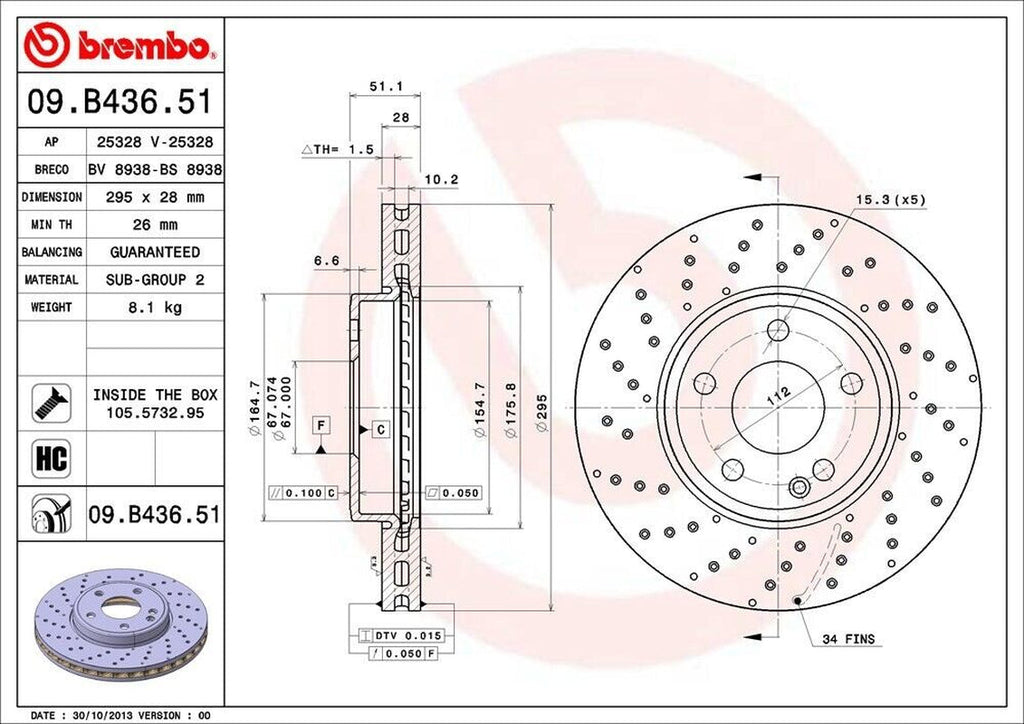 Brembo Front Disc Brake Rotor for Mercedes-Benz (09.B436.51)