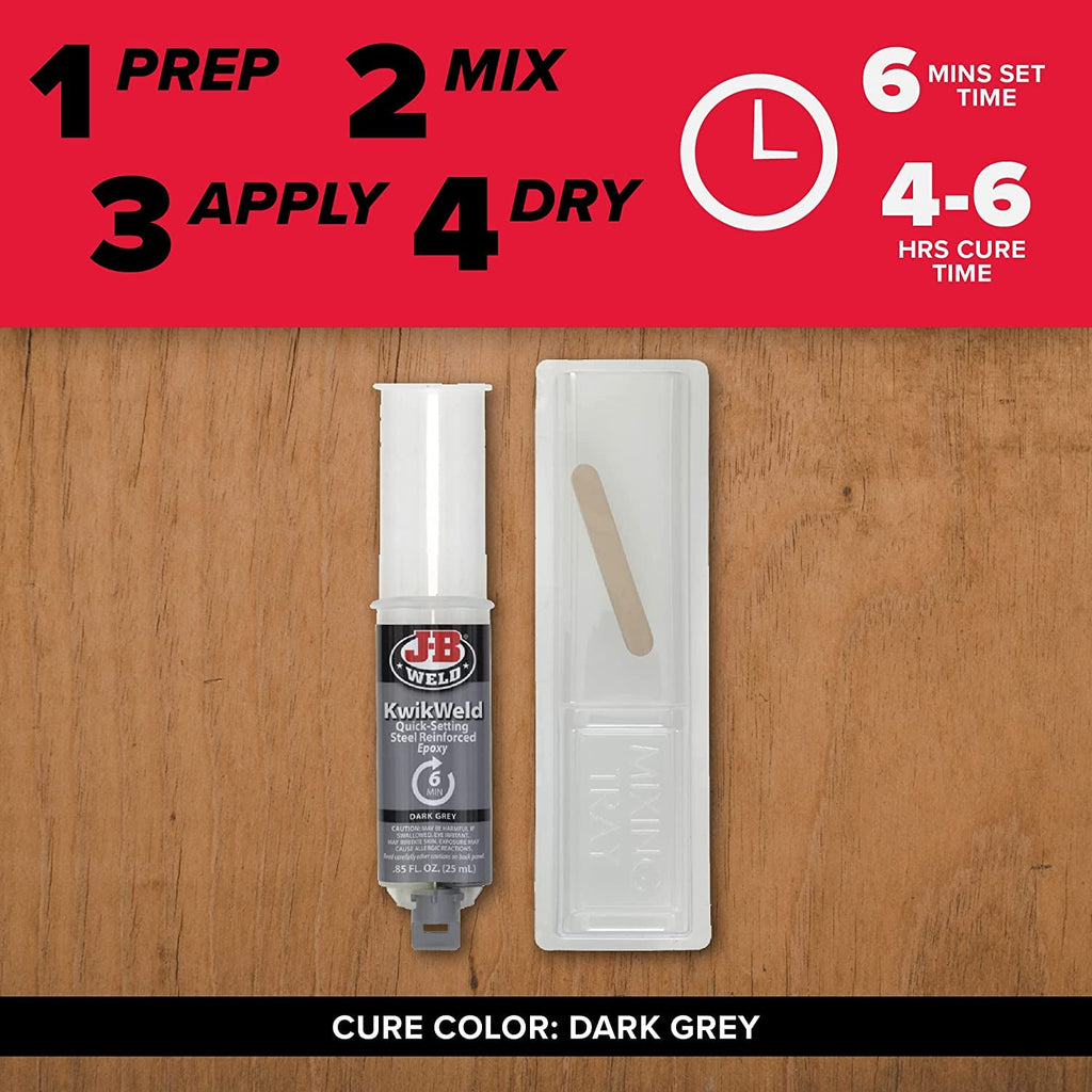 J-B Weld 50176 Kwikweld Steel Reinforced Epoxy Syringe - Dark Grey - 25 Ml,Black