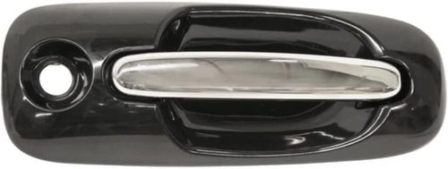 Compatible with Dodge Caravan Exterior Door Handle 2001-2007 Passenger Side Front, Smooth Black Bezel with Chrome Lever | with Key Hole | Trim: All Submodels