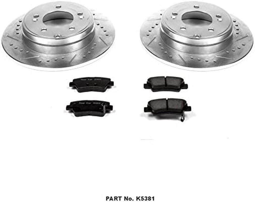 K5381 Rear Z23 Carbon Fiber Brake Pads with Drilled & Slotted Brake Rotors Kit