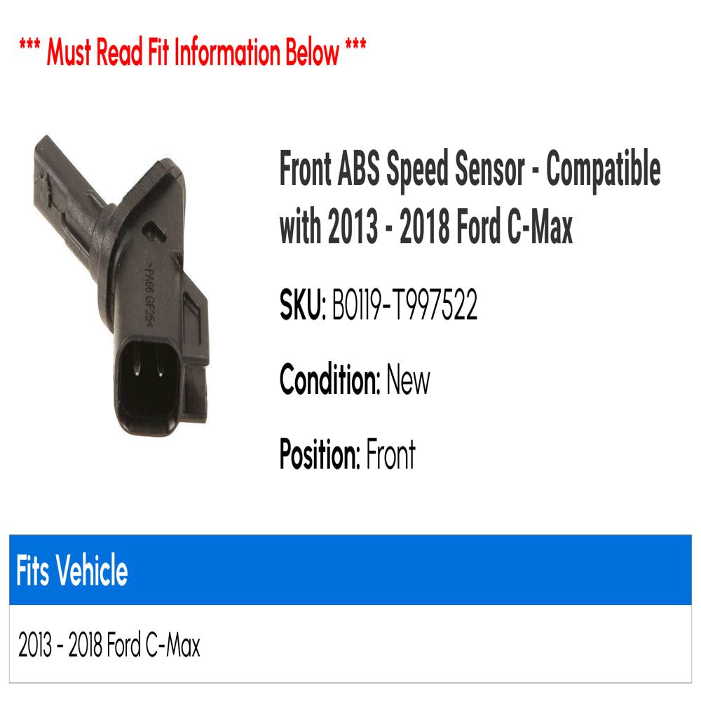 Front ABS Speed Sensor - Compatible with 2013 - 2018 Ford C-Max 2014 2015 2016 2017