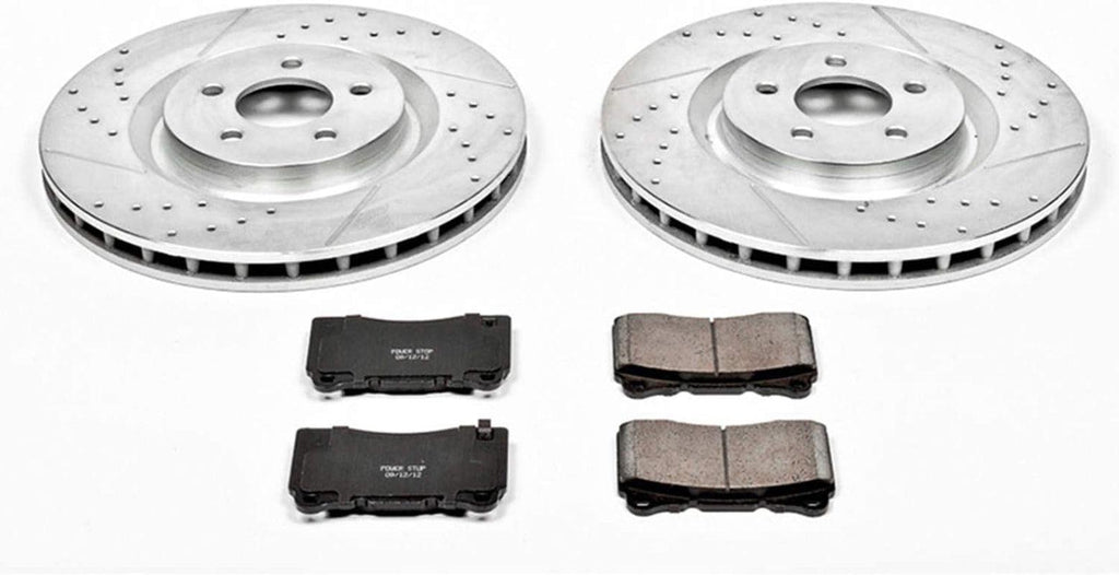 K4547 Front Z23 Carbon Fiber Brake Pads with Drilled & Slotted Brake Rotors Kit
