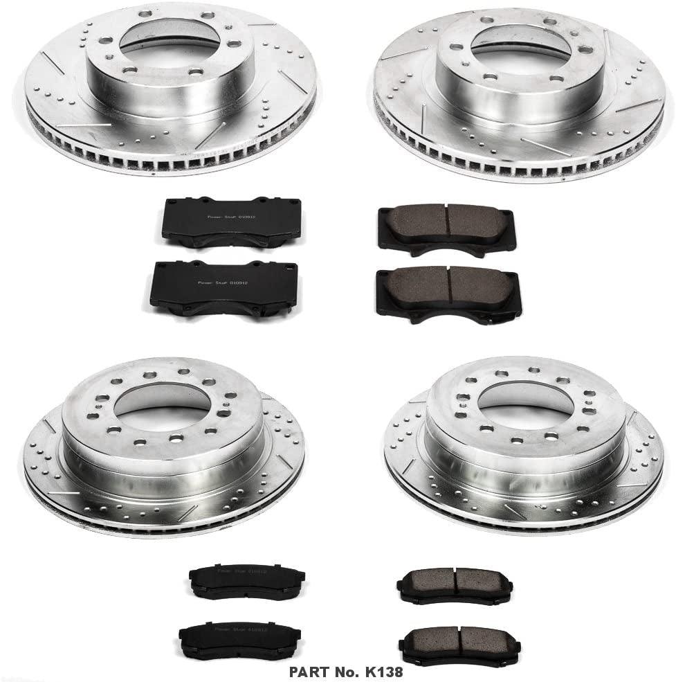 K138 Front and Rear Z23 Carbon Fiber Brake Pads with Drilled & Slotted Brake Rotors Kit