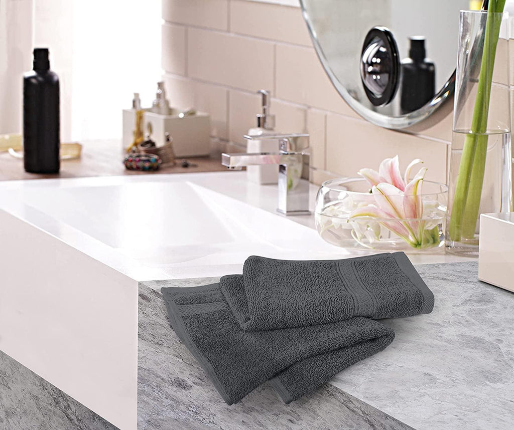 6 Pack Premium Hand Towels Set, (16 X 28 Inches) 100% Ring Spun Cotton, Ultra Soft and Highly Absorbent 600GSM Towels for Bathroom, Gym, Shower, Hotel, and Spa (Grey)