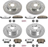 K2853-26 Front and Rear Z26 Carbon Fiber Brake Pads with Drilled & Slotted Brake Rotors Kit [Dual Piston Model]