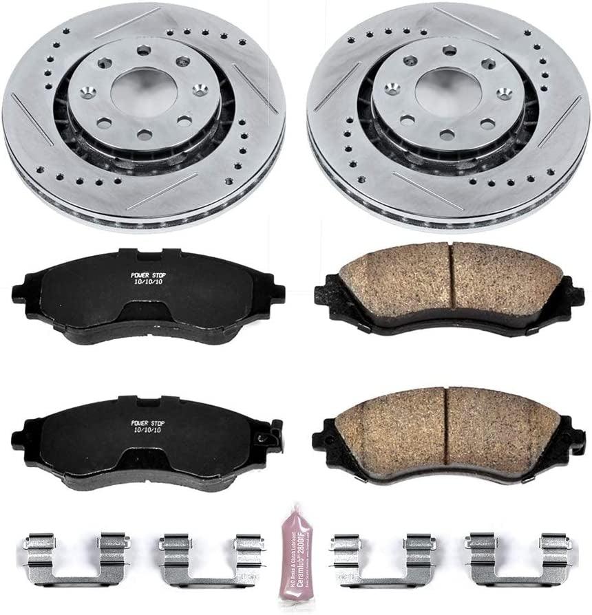K5893 Front Z23 Carbon Fiber Brake Pads with Drilled & Slotted Brake Rotors Kit