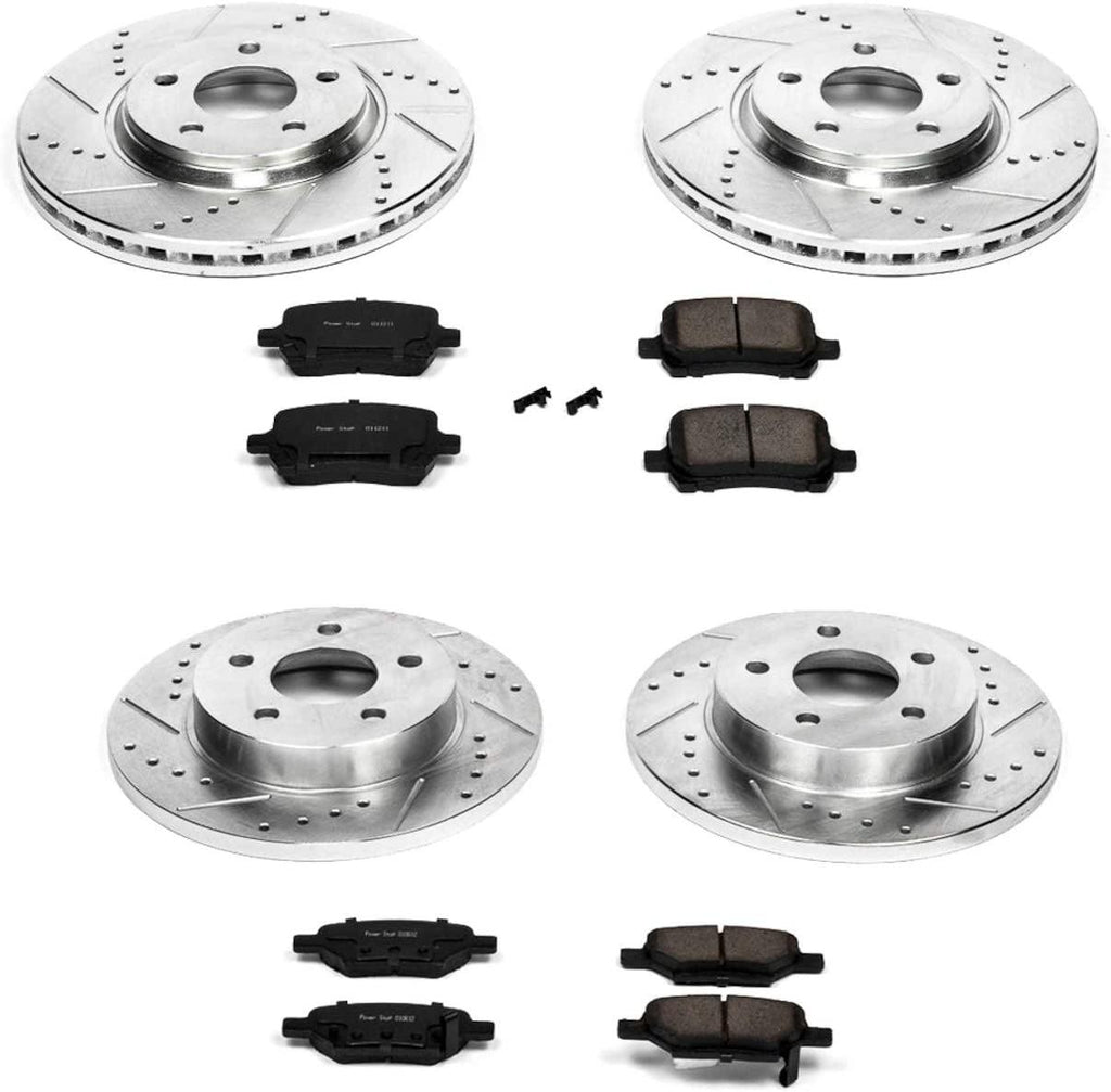 K2731 Front and Rear Z23 Carbon Fiber Brake Pads with Drilled & Slotted Brake Rotors Kit
