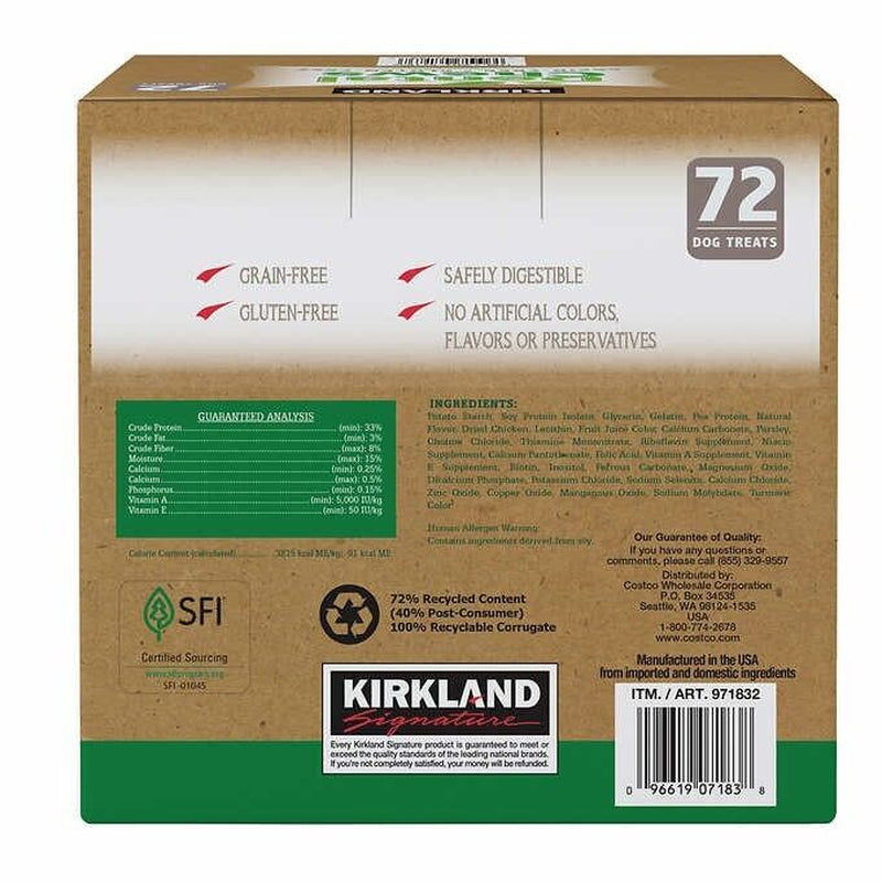 Kirkland Signature Dental Chews 72 Dog Treats, Green, Made in the USA!