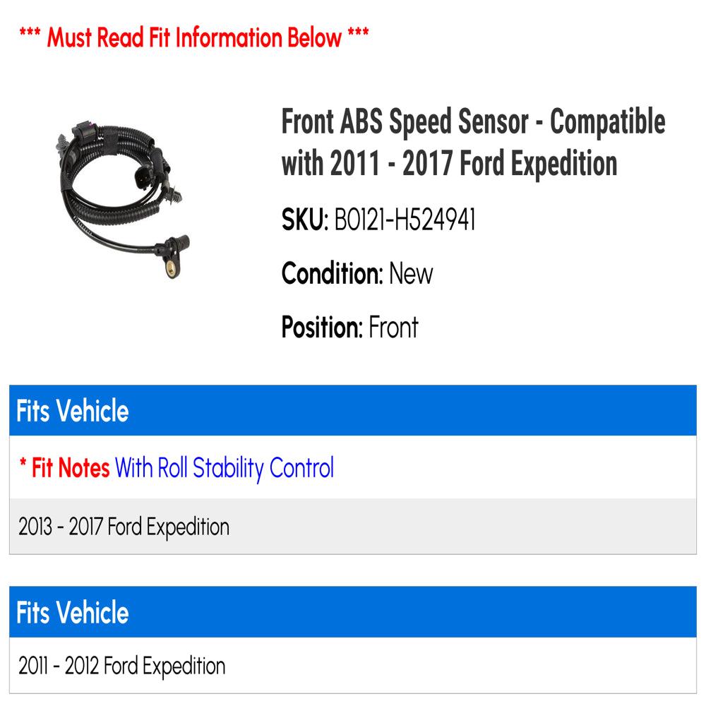 Front ABS Speed Sensor - Compatible with 2011 - 2017 Ford Expedition 2012 2013 2014 2015 2016