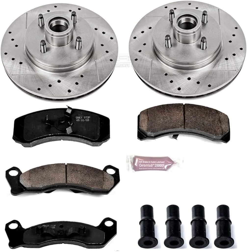 K1279 Front Z23 Carbon Fiber Brake Pads with Drilled & Slotted Brake Rotors Kit
