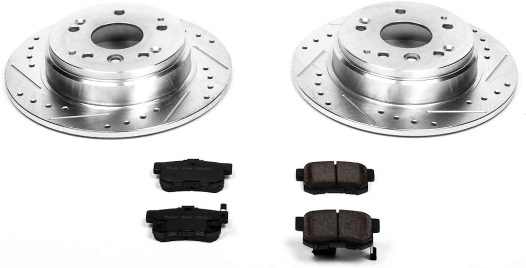 K5399 Rear Z23 Carbon Fiber Brake Pads with Drilled & Slotted Brake Rotors Kit