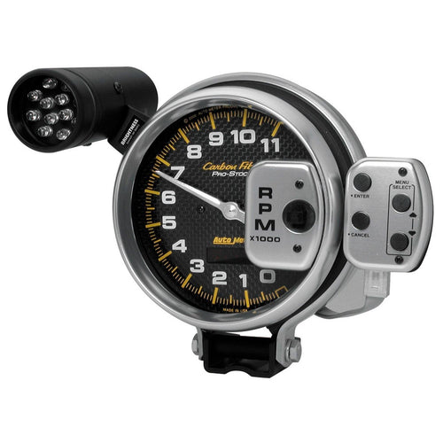 5 in. TACHOMETER 0-11000 RPM PRO-STOCK PEDESTAL W/ SUPER LITE & PEAK MEM CARBON FIBER - greatparts