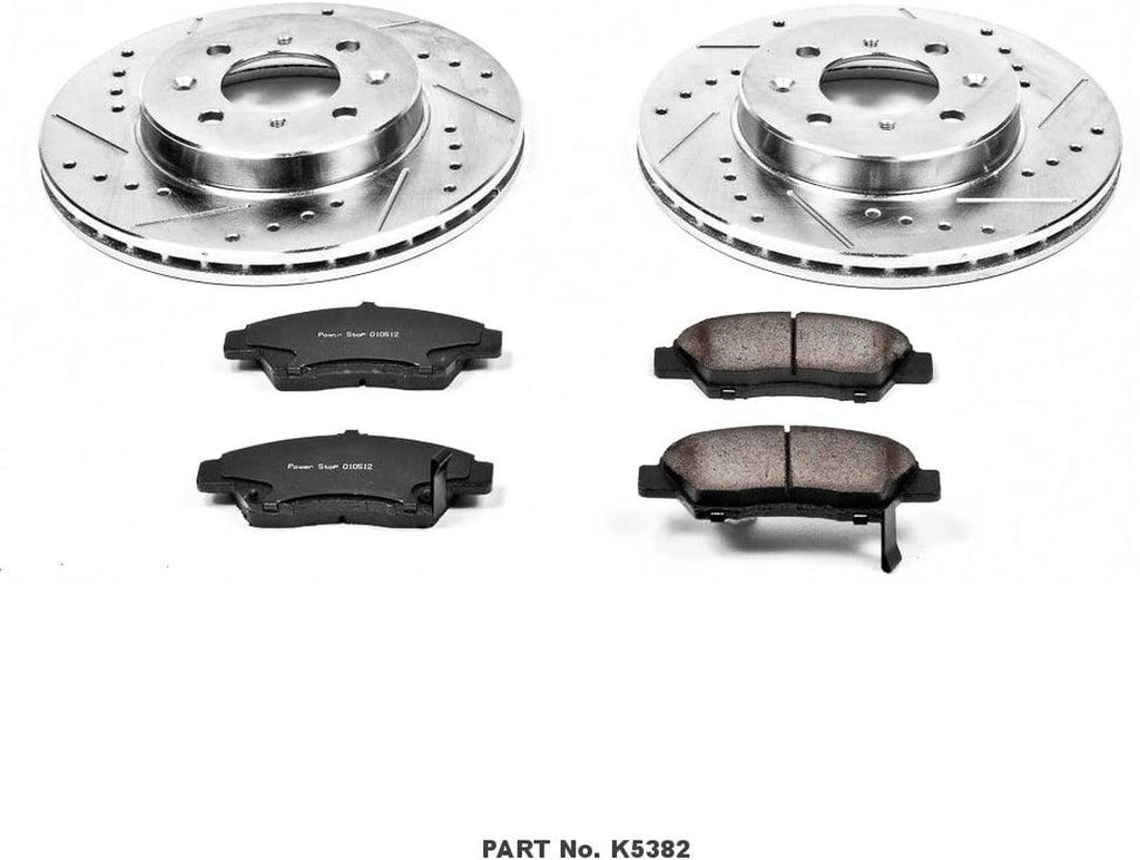 K5382 Front Z23 Carbon Fiber Brake Pads with Drilled & Slotted Brake Rotors Kit