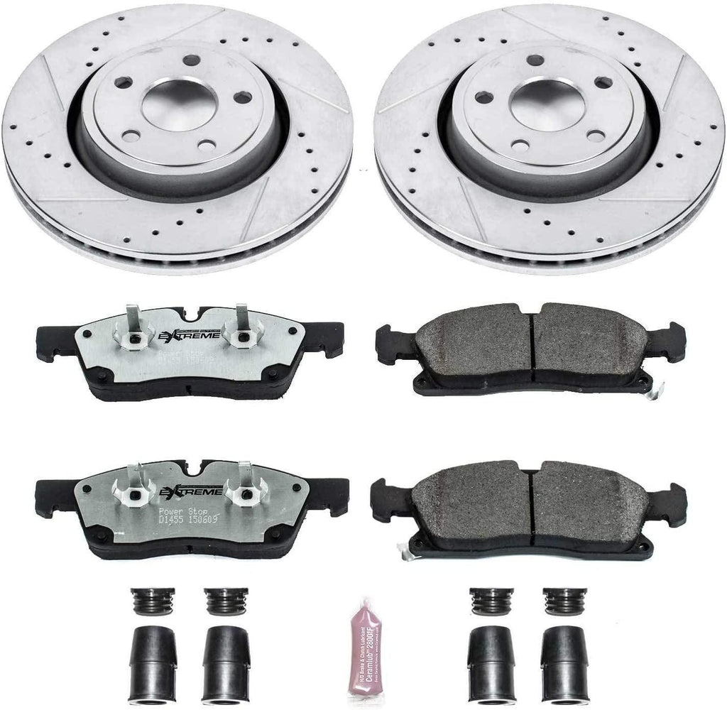 K5954-26 Front Z26 Carbon Fiber Brake Pads with Drilled & Slotted Brake Rotors Kit