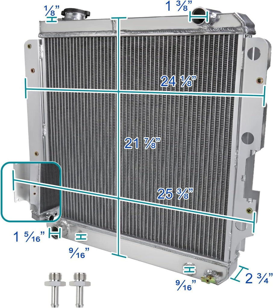 3 Core/Row Light Aluminum Performance Cooling Race Radiator Compatible with Jeep Wrangler Tj/Yj 1987-2006