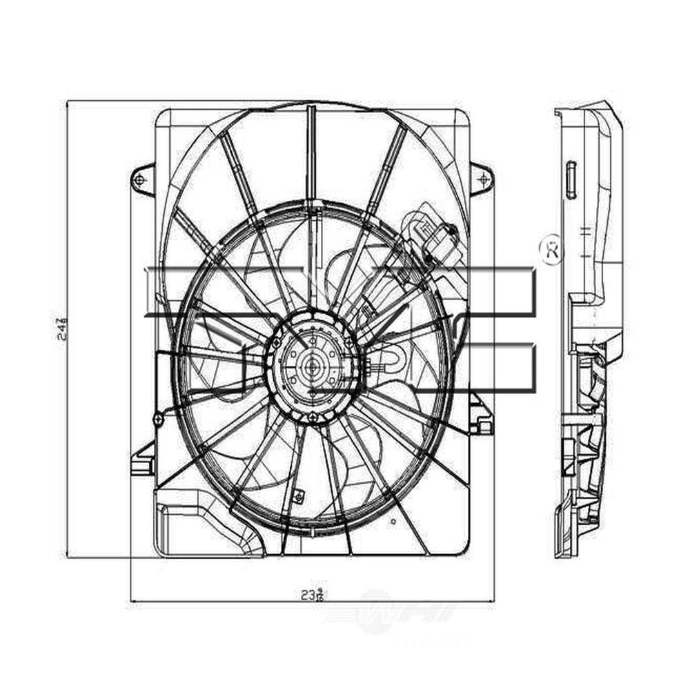 TYC 621690 Dodge Nitro Replacement Radiator/Condenser Cooling Fan Assembly