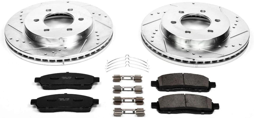 K1943 Front Z23 Carbon Fiber Brake Pads with Drilled & Slotted Brake Rotors Kit