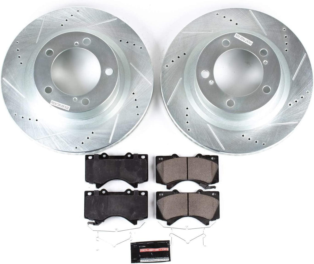 K2952 Front Z23 Carbon Fiber Brake Pads with Drilled & Slotted Brake Rotors Kit