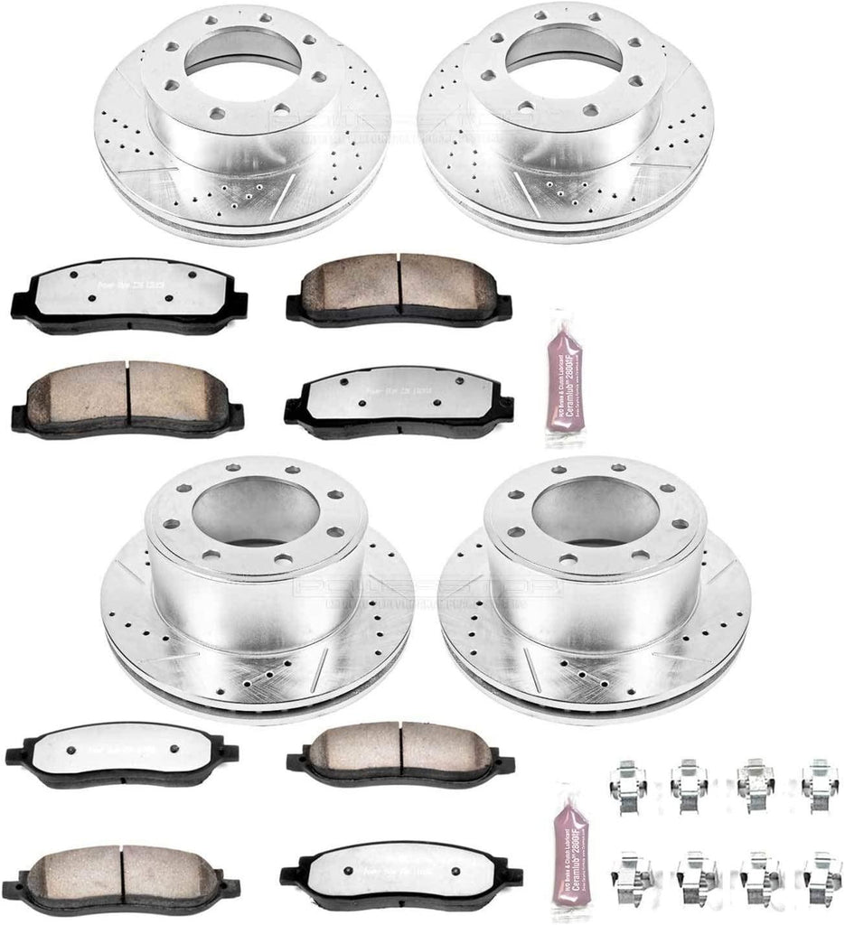 K1782-36 Front and Rear Z36 Truck & Tow Brake Kit, Carbon Fiber Ceramic Brake Pads and Drilled/Slotted Brake Rotors