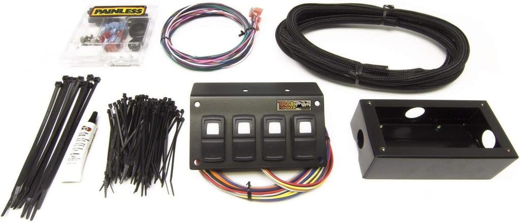 Painless Performance 57109 Trail Rocker 4-Switch Panel, Flange or Underdash Mount