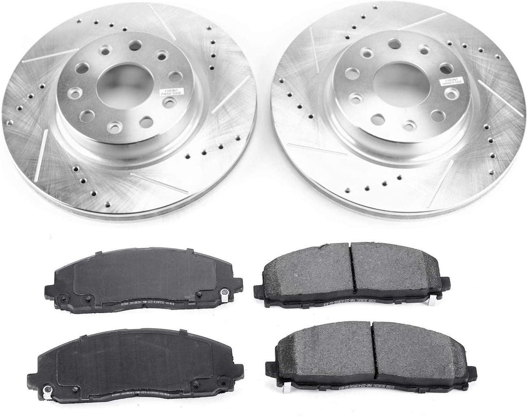 K7941 Front Z23 Carbon Fiber Brake Pads with Drilled & Slotted Brake Rotors Kit