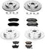 K229 Front and Rear Z23 Carbon Fiber Brake Pads with Drilled & Slotted Brake Rotors Kit