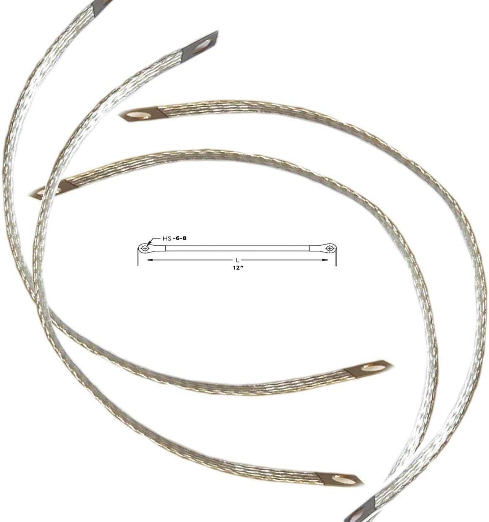 NANSH Automotive Engine Grounding Braided Flat Tinned Copper Straps 1/2" Width (12" Length 2PCS)