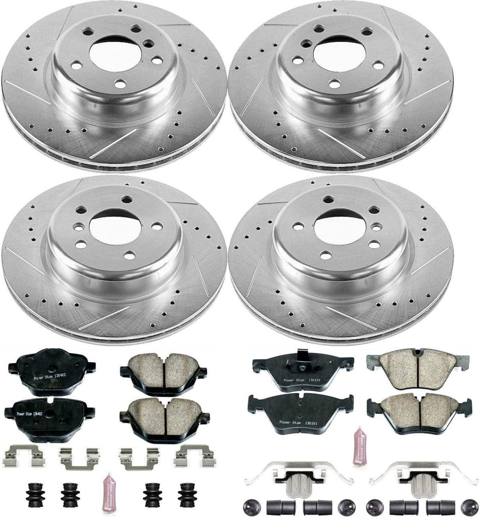 K6033 Front and Rear Z23 Carbon Fiber Brake Pads with Drilled & Slotted Brake Rotors Kit