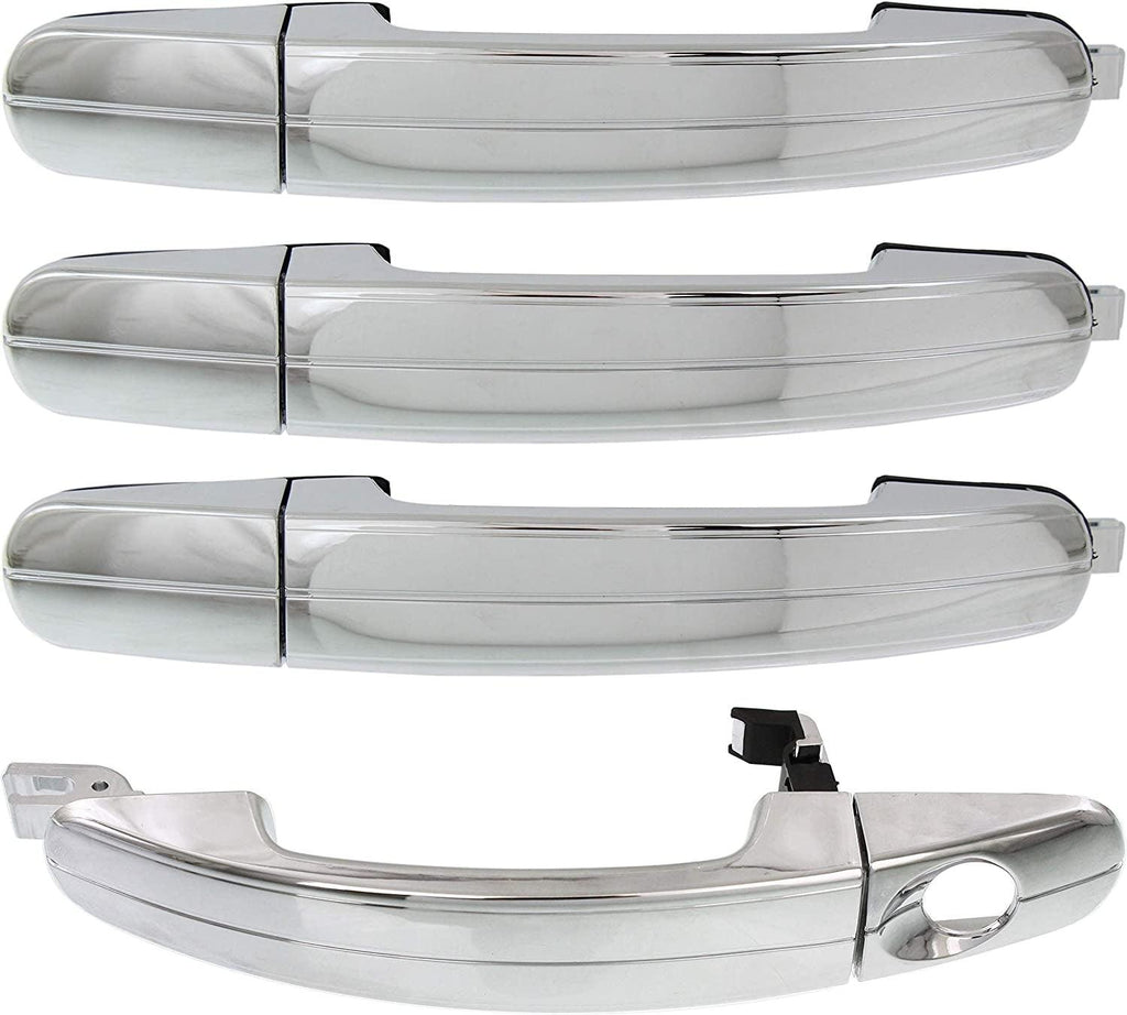 Front and Rear Exterior Door Handle Set of 4 Compatible with 2012-2014 Ford Focus and 2013-2017 Escape Chrome Driver and Passenger Side
