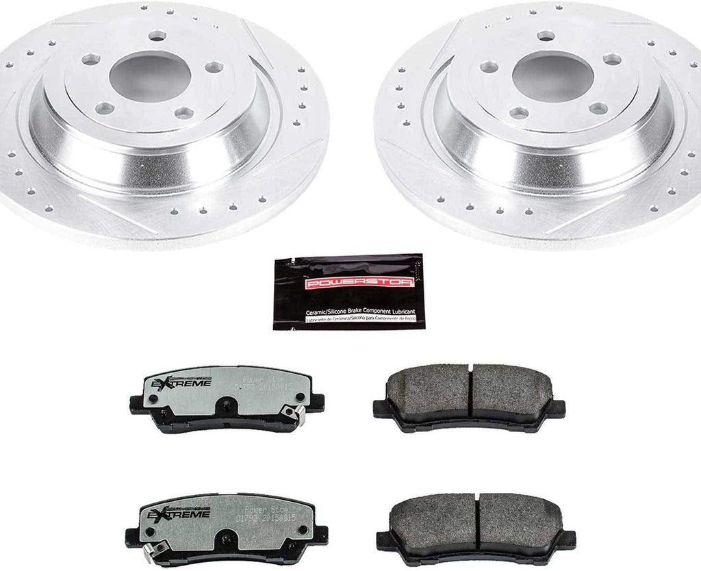 K6813-26 Rear Z26 Carbon Fiber Brake Pads with Drilled & Slotted Brake Rotors Kit