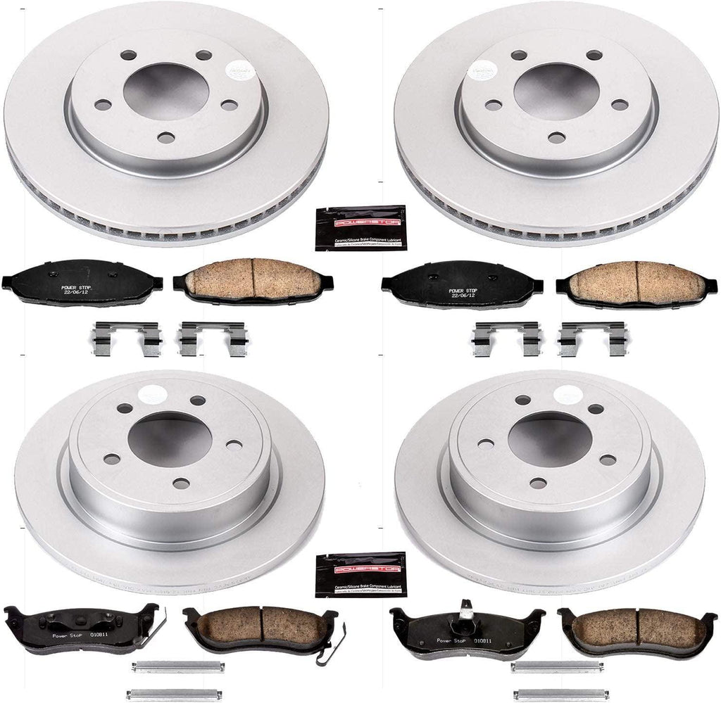 CRK2838 Coated Brake Rotor & Ceramic Brake Pads- Front & Rear