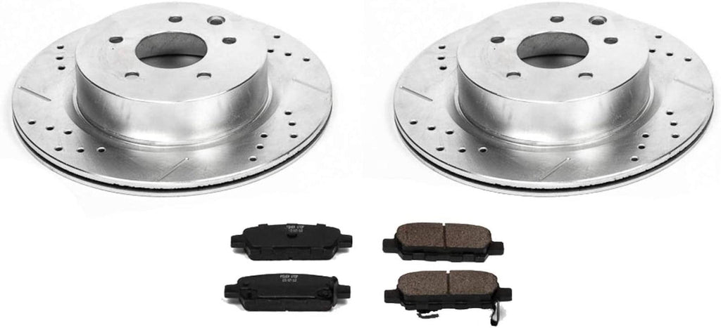 K179 Rear Z23 Carbon Fiber Brake Pads with Drilled & Slotted Brake Rotors Kit