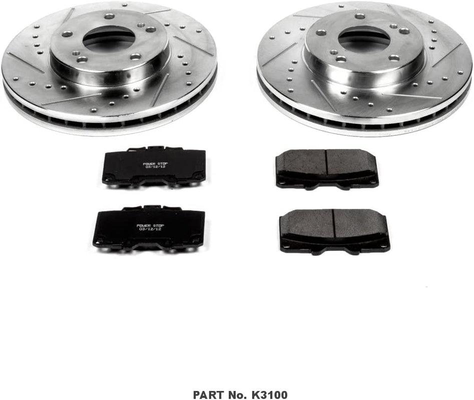 K3100 Front Z23 Carbon Fiber Brake Pads with Drilled & Slotted Brake Rotors Kit