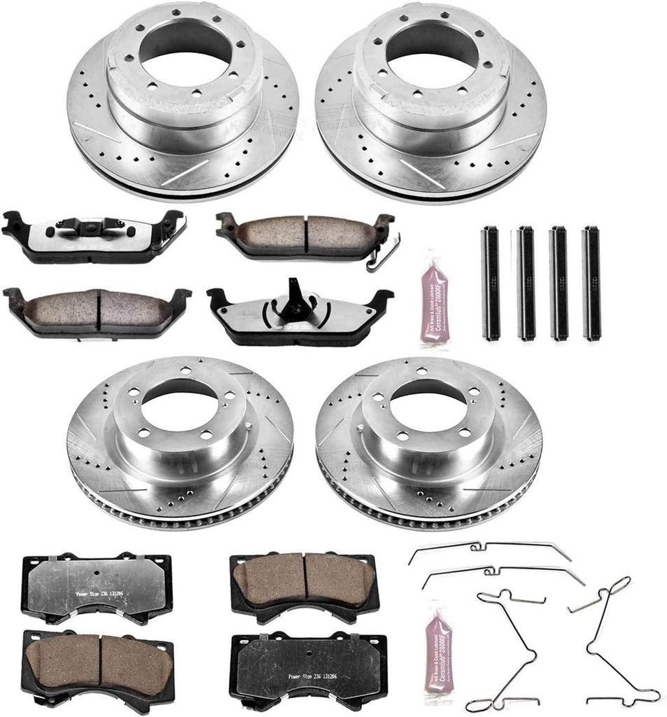 K4117-36 Front and Rear Z36 Truck & Tow Brake Kit, Carbon Fiber Ceramic Brake Pads and Drilled/Slotted Brake Rotors