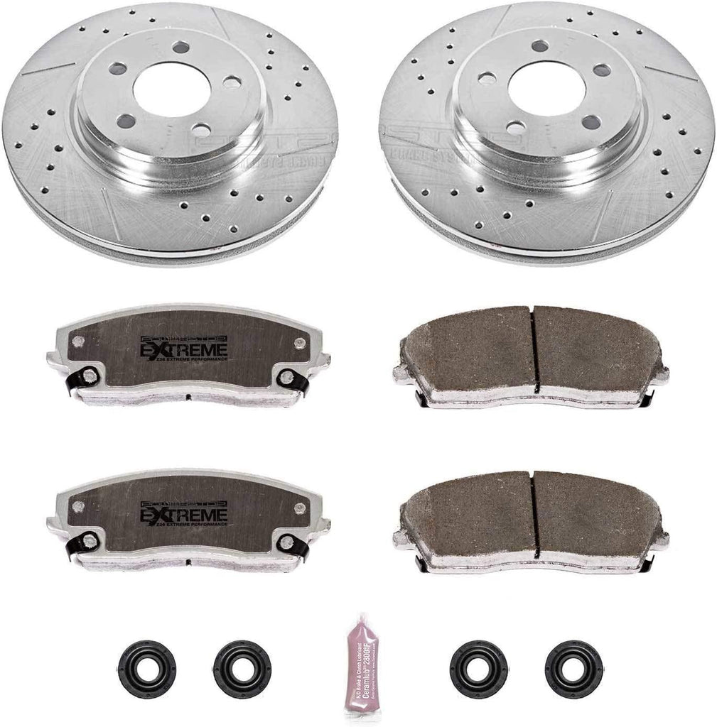 K1714-26 Front Z26 Carbon Fiber Brake Pads with Drilled & Slotted Brake Rotors Kit