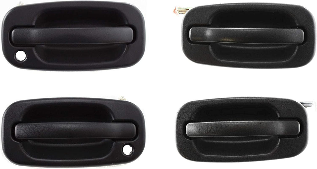 Front and Rear Door Handle Compatible with 2004-2006 Chevrolet Silverado 1500/GMC Sierra 1500 outside Set of 4 Textured Black Fits 2007 Classic Passenger and Driver Side