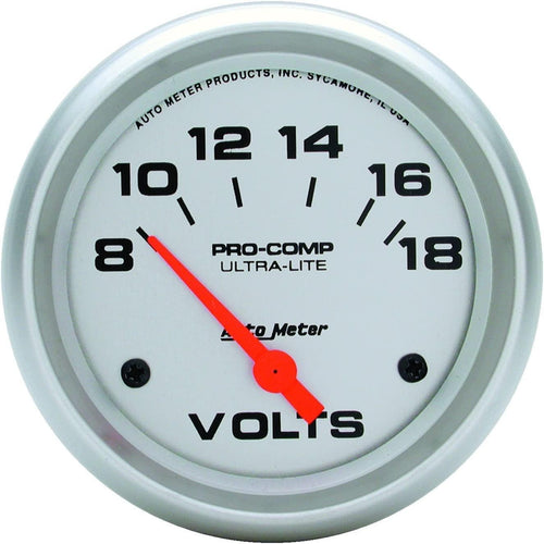 4491 Ultra-Lite Electric Voltmeter Gauge Regular, 2.625 In.