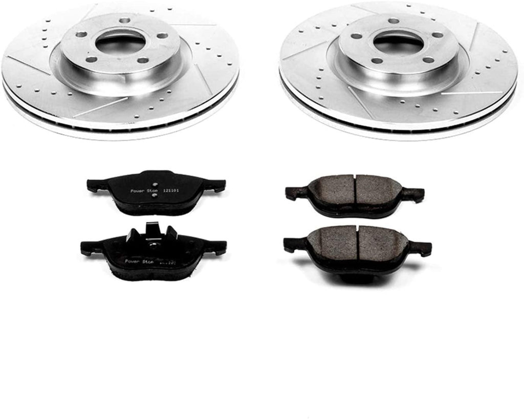 K4575 Front Z23 Carbon Fiber Brake Pads with Drilled & Slotted Brake Rotors Kit
