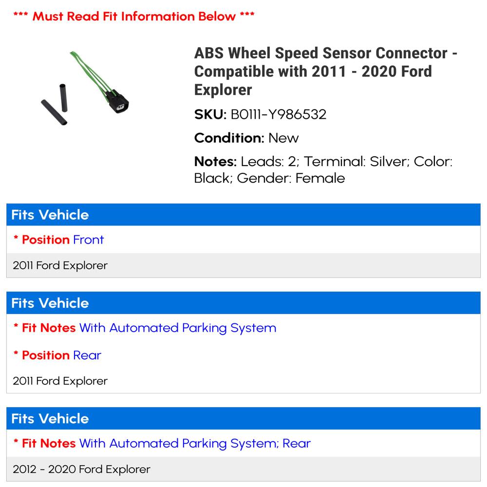 ABS Wheel Speed Sensor Connector - Compatible with 2011 - 2020 Ford Explorer 2012 2013 2014 2015 2016 2017 2018 2019 2021