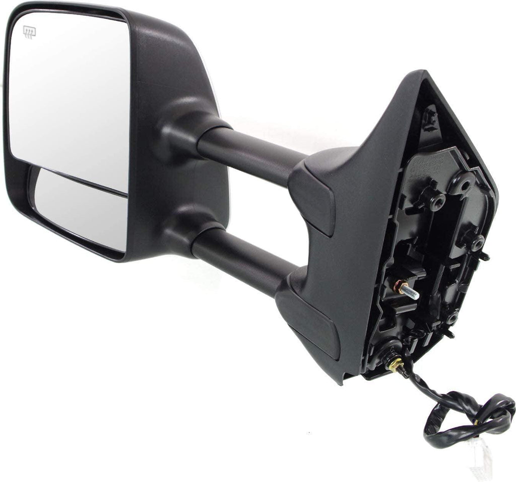 Driver Side Mirror Compatible with 2004-2015 Nissan Titan Manual Folding, Heated, with Memory, Chrome, with Blind Spot Glass, Towing, Power Glass, Black Base; Extends 4 Inches - NI1320204