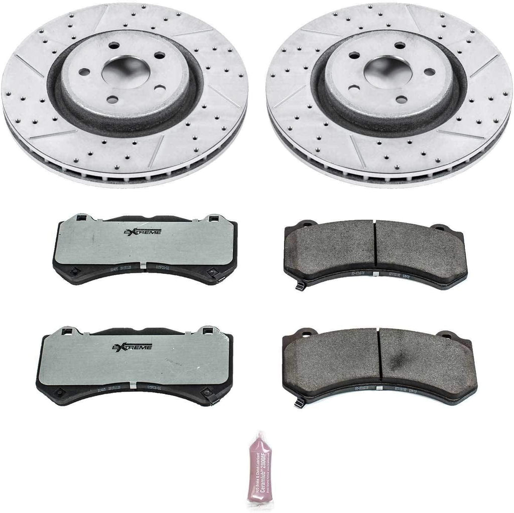 K5957-26 Front Z26 Carbon Fiber Brake Pads with Drilled & Slotted Brake Rotors Kit