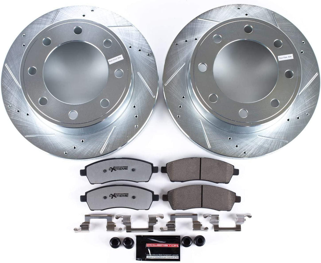 Power Stop K1890-36 Rear Z36 Truck & Tow Brake Kit, Carbon Fiber Ceramic Brake Pads and Drilled/Slotted Brake Rotors