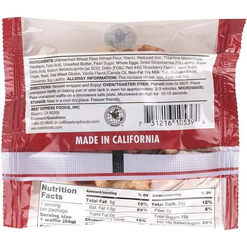 Universal Bakery Strawberry Belgian Waffles 12ct
