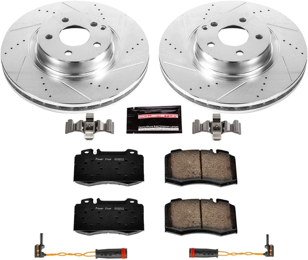 K6752 Front Z23 Carbon Fiber Brake Pads with Drilled & Slotted Brake Rotors Kit