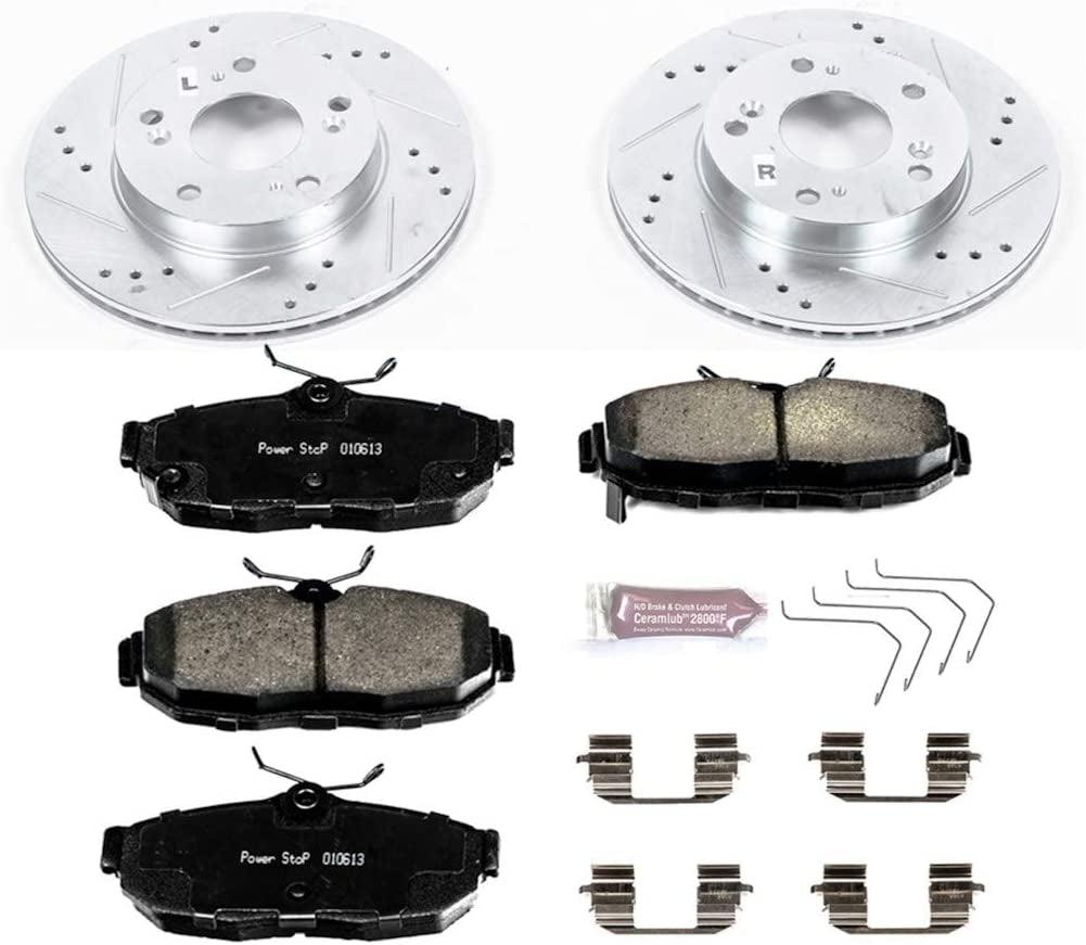 K6319 Front Z23 Carbon Fiber Brake Pads with Drilled & Slotted Brake Rotors Kit