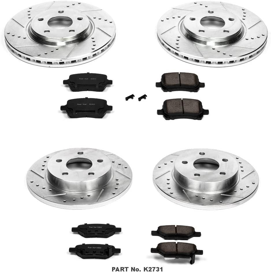K2731 Front and Rear Z23 Carbon Fiber Brake Pads with Drilled & Slotted Brake Rotors Kit