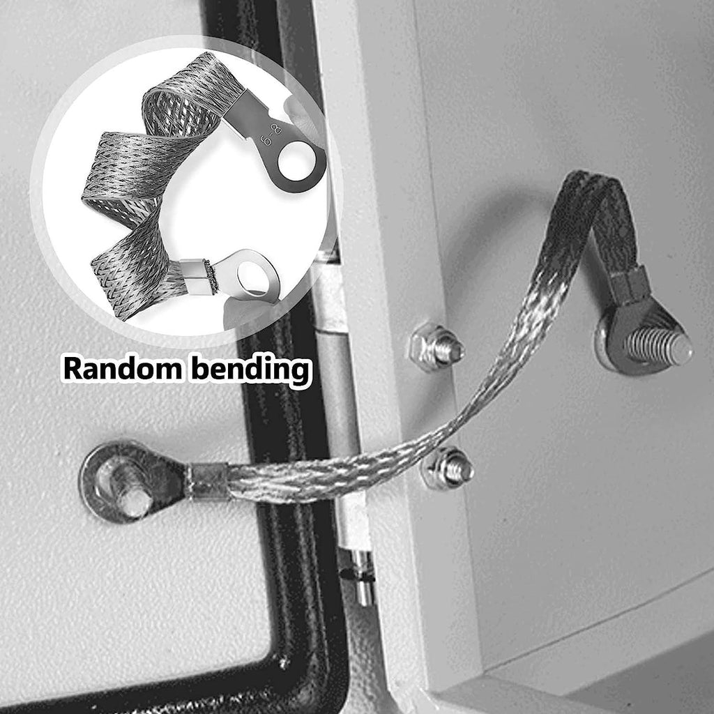 Universal Automotive Ground Strap 3 Pcs 10" X 1/2", 3 Pcs 12" X 1/2" and 2 Pcs 13" X 1/2", Flat Braided Copper Ground Strap, Tinned Copper Vehicle Engine Ground Strap for Most Cars