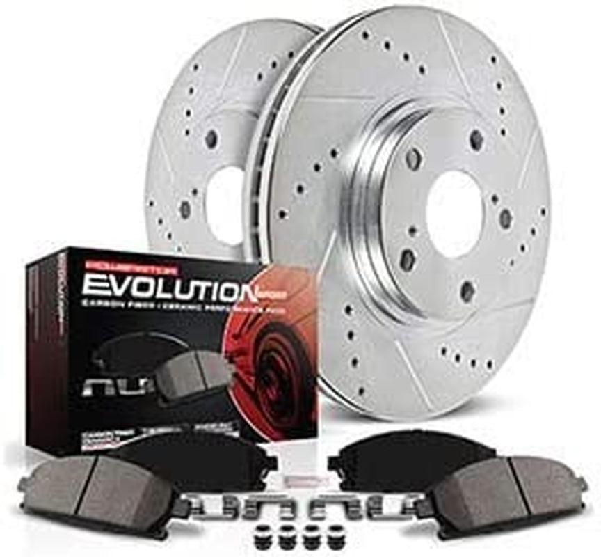 K6925 Front and Rear Z23 Carbon Fiber Brake Pads with Drilled & Slotted Brake Rotors Kit
